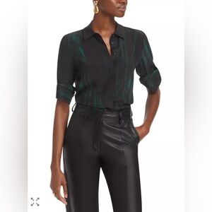 Lafayette 148 NY Scottie Printed Silk Blouse - Size 2X - Very Good Condition